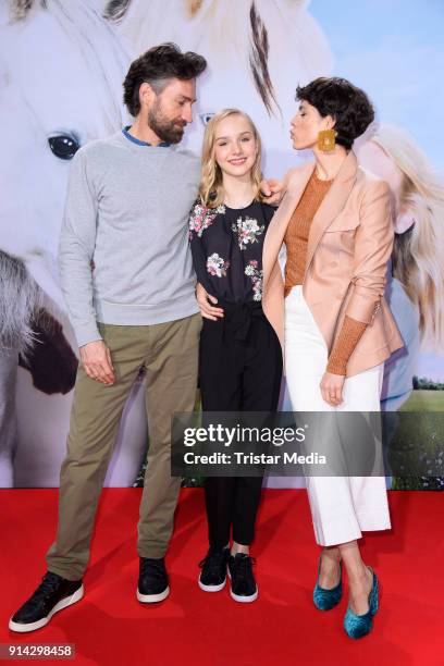 Benjamin Sadler, Jule Hermann, Jasmin Gerat during the premiere of 'Wendy 2 - Freundschaft fuer immer' at Cinedom on February 4, 2018 in Cologne,...