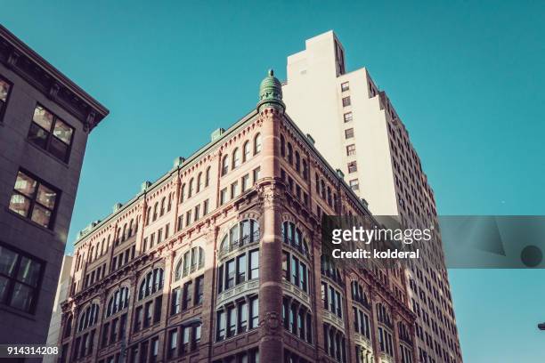 classic historic building on broadway street - broadway street stock pictures, royalty-free photos & images