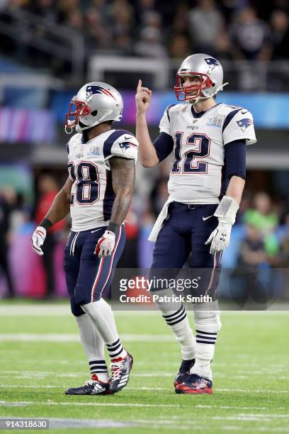 Tom Brady of the New England Patriots reacts against the Philadelphia Eagles during the second quarter in Super Bowl LII at U.S. Bank Stadium on...