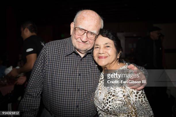 Ed Asner and Dolores Huerta attend KPFK's 'Heroes Of Hope' Fundraiser on February 4, 2018 in Los Angeles, California.
