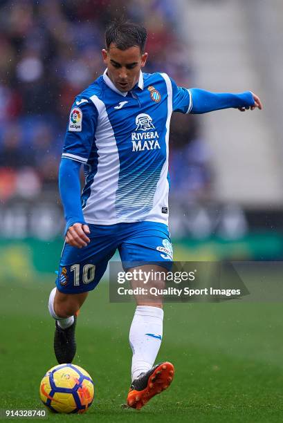 Jose Manuel Jurado of Espanyol in action during the La Liga match between Espanyol and Barcelona at Nuevo Estadio de Cornella-El Prat on February 4,...