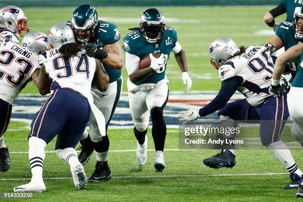 LeGarrette Blount of the Philadelphia Eagles runs with the ball against the New England Patriots during the third quarter in Super Bowl LII at U.S....