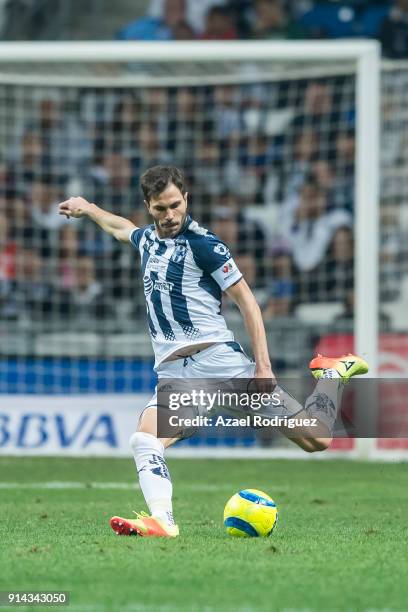 Jose Maria Basanta of Monterrey kicks the ball during the 5th round match between Monterrey and Leon as part of the Torneo Clausura 2018 Liga MX at...