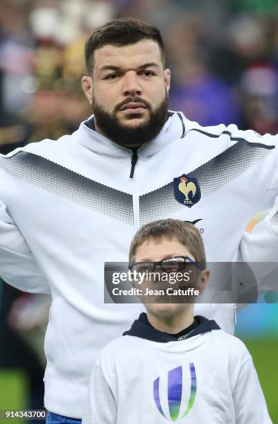 Rabah Slimani of France during the NatWest 6 Nations match between France and Ireland at Stade de France on February 3, 2018 in Saint-Denis near...