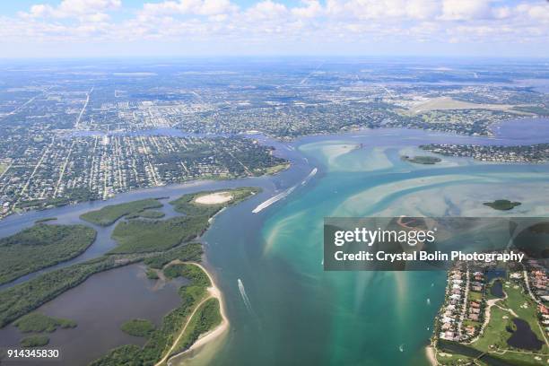 aerial view of eastern south florida coastline - jupiter florida stock pictures, royalty-free photos & images