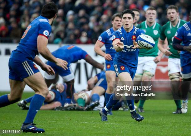 Anthony Belleau of France during the NatWest 6 Nations match between France and Ireland at Stade de France on February 3, 2018 in Saint-Denis near...