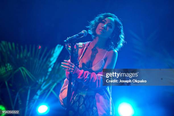 Jhene Aiko performs live on stage at KOKO on February 4, 2018 in London, England.