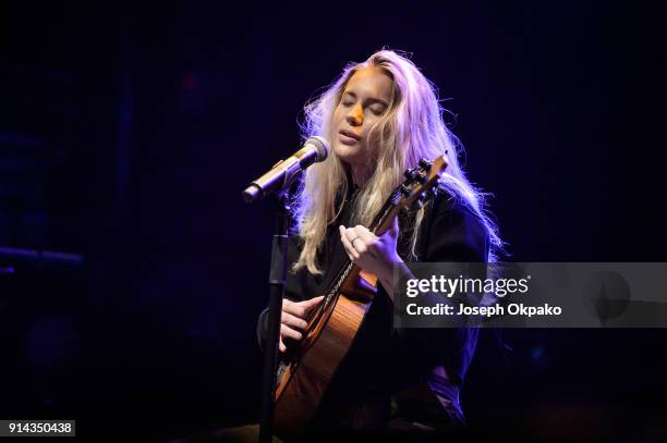 Avolea supports Jhene Aiko on stage at KOKO on February 4, 2018 in London, England.