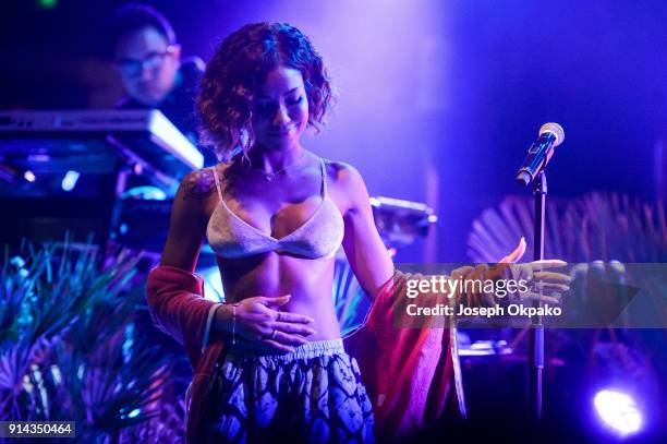 Jhene Aiko performs live on stage at KOKO on February 4, 2018 in London, England.