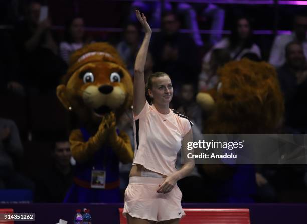 Petra Kvitova of Czech Respublic reacts after winning final match against Kristina Mladenovic of France at the St.Petersburg Ladies Trophy 2018...