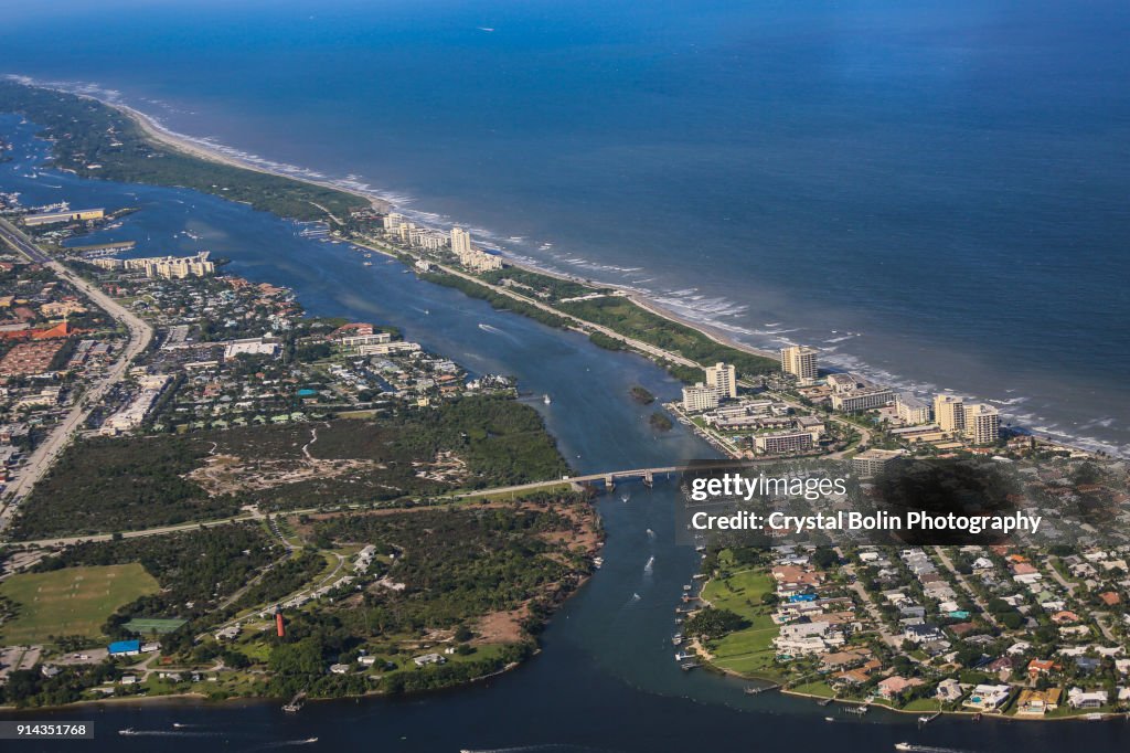 Aerial View of the Jupiter Beach Inlet