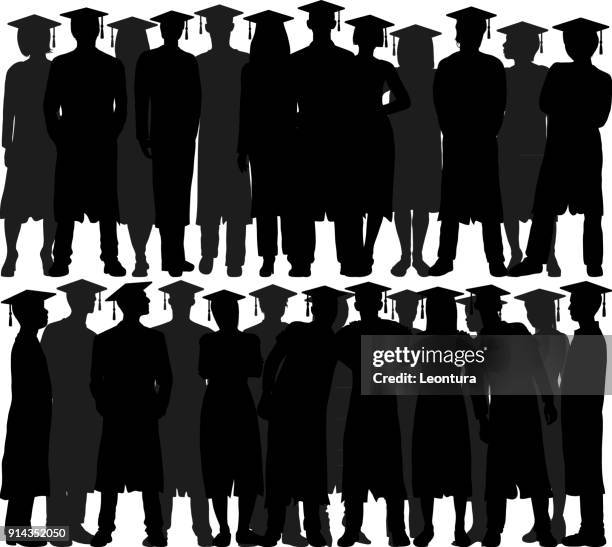 masse der absolventen (alle menschen sind vollständig und beweglich) - graduation crowd stock-grafiken, -clipart, -cartoons und -symbole