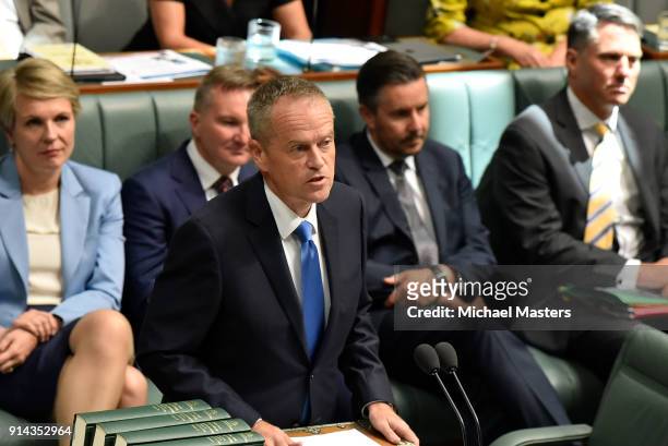 The Leader of the Opposition, Bill Shorten during Question Time on February 5, 2018 in Canberra, Australia. The resumption of Parliament saw the...