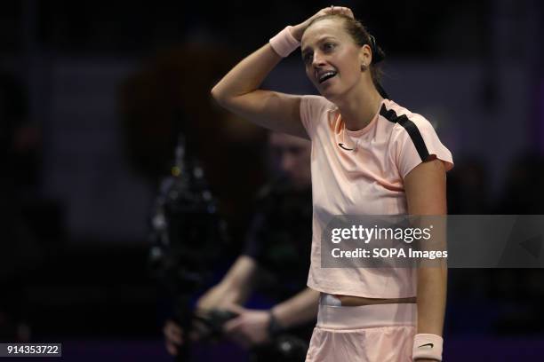 Petra Kvitova of Czech Republic celebrates victory over Kristina Mladenovic of France during their final match at St. Petersburg Ladies Trophy tennis...