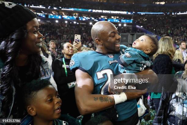 Corey Graham of the Philadelphia Eagles and his family celebrate after the Eagles defeated the New England Patriots 41-33 in Super Bowl LII at U.S....