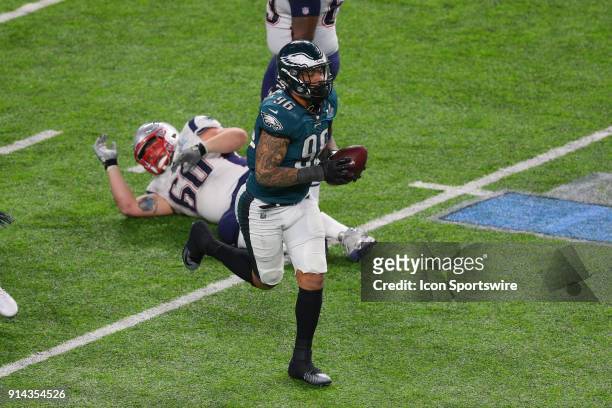 Philadelphia Eagles defensive end Derek Barnett recovers a New England Patriots quarterback Tom Brady fumble during the fourth quarter of Super Bowl...