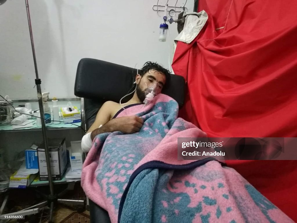 People at hospital after alleged chlorine gas attack in Idlib