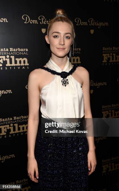 Saoirse Ronan visits the Dom Perignon Lounge before receiving the Santa Barbara Award at The Santa Barbara International Film Festival on February 4,...