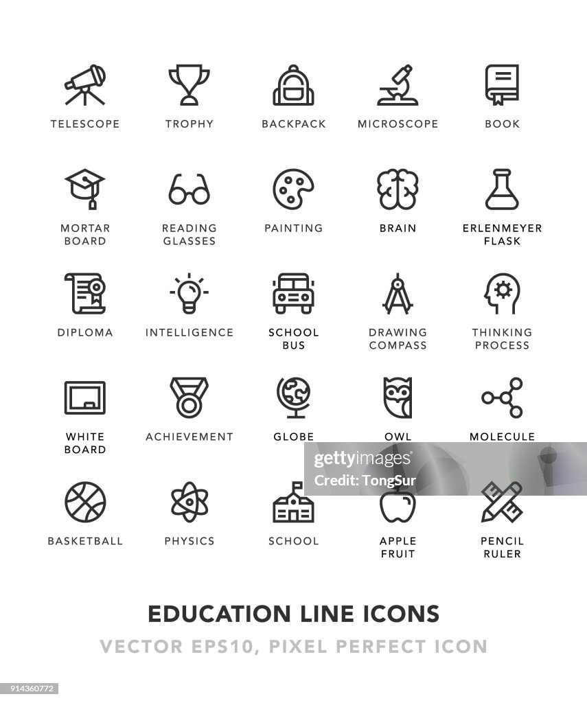 Utbildning linje ikoner