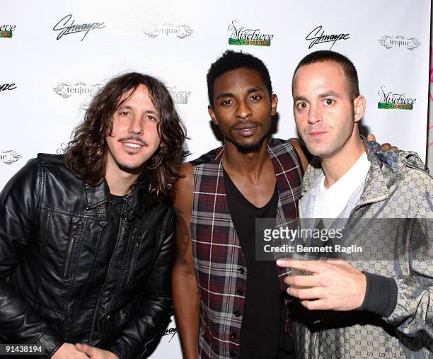 Cisco Adler, Schwayze, and Zev Norotsky attend the Official Shwayze Concert after party presented by Hornitos Tequila at Tenjune on October 4, 2009...