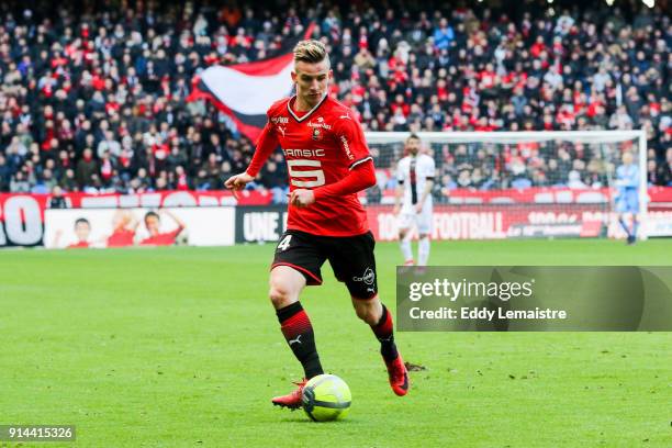 Benjamin Bourigeaud of Rennes during the Ligue 1 match between Rennes and EA Guingamp at Roazhon Park on February 4, 2018 in Rennes, .