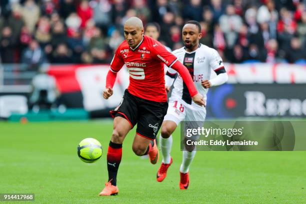 Wahbi Khazri of Rennes during the Ligue 1 match between Rennes and EA Guingamp at Roazhon Park on February 4, 2018 in Rennes, .