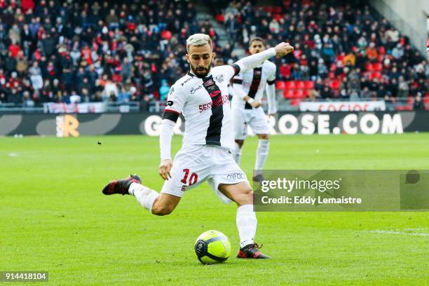 Nicolas Benezet of Guingamp during the Ligue 1 match between Rennes and EA Guingamp at Roazhon Park on February 4, 2018 in Rennes, .