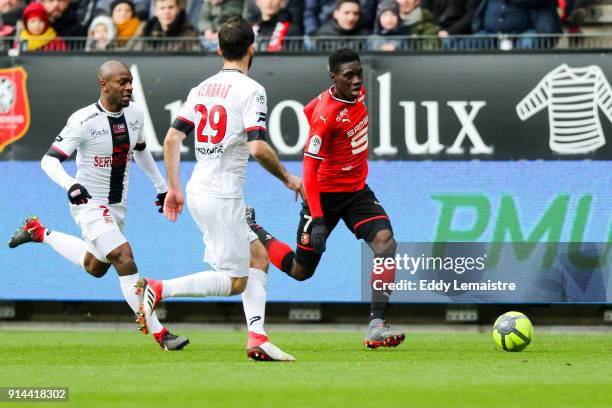 Ismaila Sarr of Rennes during the Ligue 1 match between Rennes and EA Guingamp at Roazhon Park on February 4, 2018 in Rennes, .