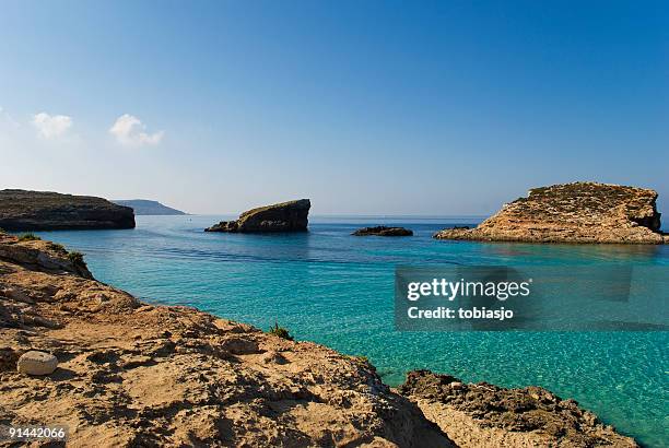 blue lagoon - gozo malta stock pictures, royalty-free photos & images