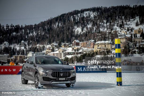 A Maserati Levante is displayed during the Snow Polo World Cup St. Moritz 2018 on January 27, 2018 in St Moritz, Switzerland.