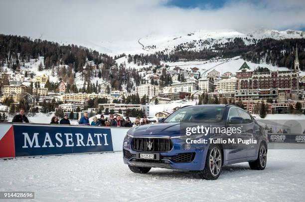 A Maserati Levante is displayed during the Snow Polo World Cup St. Moritz 2018 on January 27, 2018 in St Moritz, Switzerland.