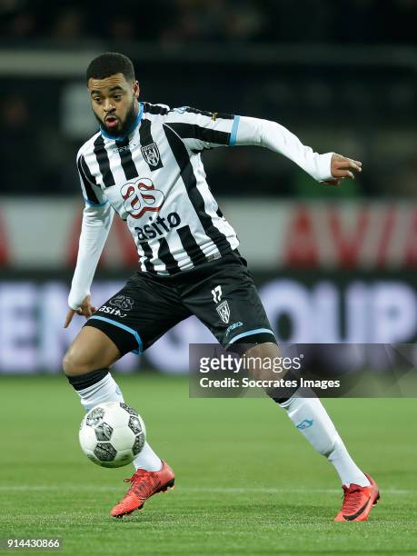 Brandley Kuwas of Heracles Almelo during the Dutch Eredivisie match between Heracles Almelo v ADO Den Haag at the Polman Stadium on February 3, 2018...