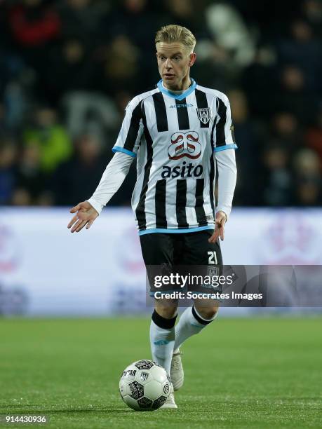 Sebastian Jakubiak of Heracles Almelo during the Dutch Eredivisie match between Heracles Almelo v ADO Den Haag at the Polman Stadium on February 3,...