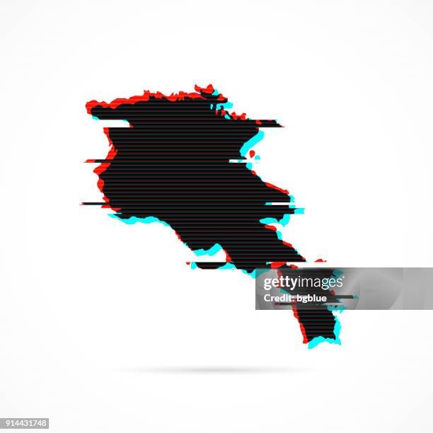 armenia map in distorted glitch style. modern trendy effect - static texture stock illustrations