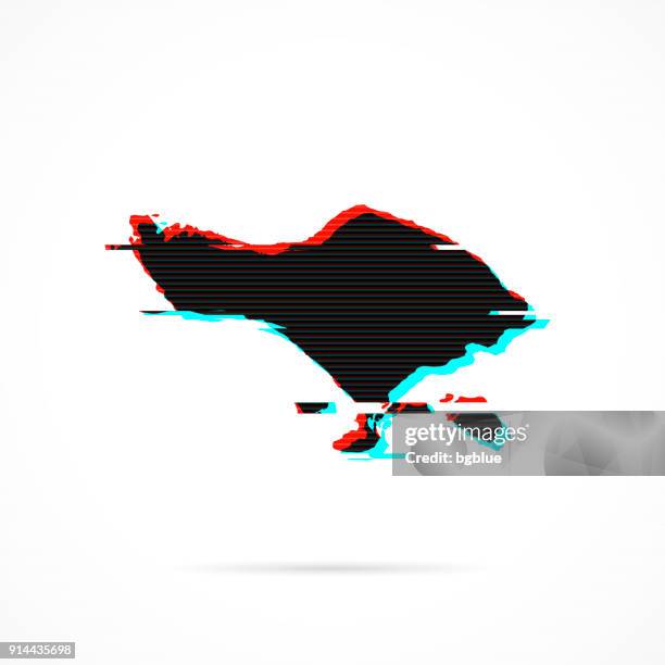 bali map in distorted glitch style. modern trendy effect - bali stock illustrations