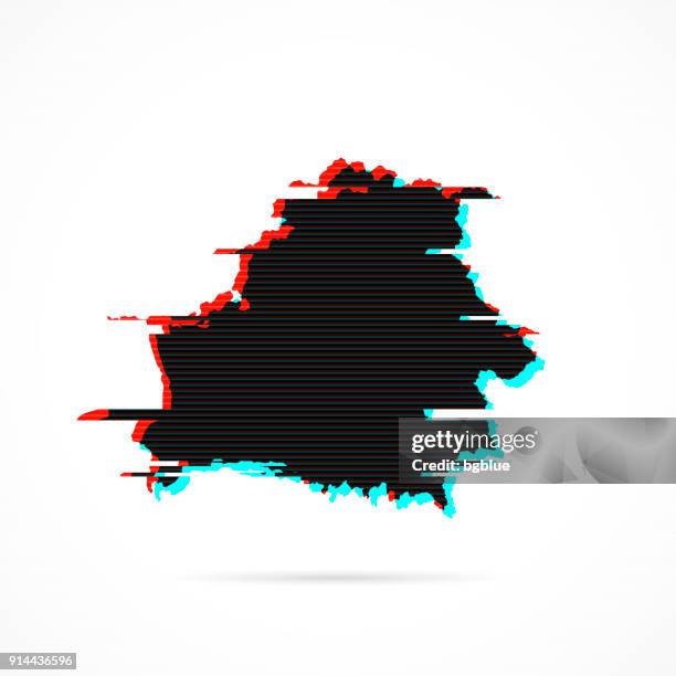 belarus map in distorted glitch style. modern trendy effect - static texture stock illustrations