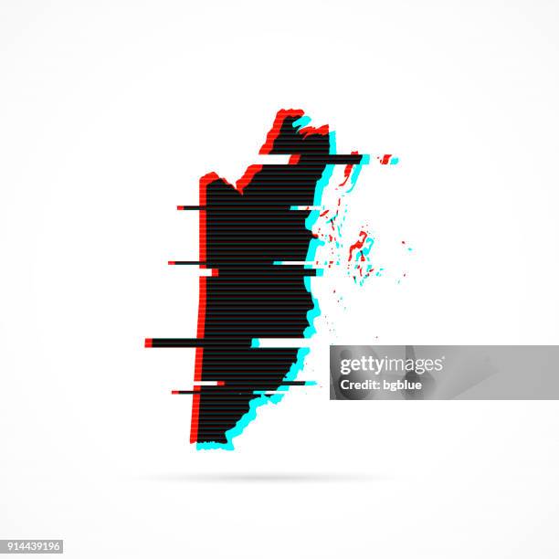 belize map in distorted glitch style. modern trendy effect - tv static texture stock illustrations