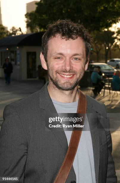 Actor Michael Sheen poses during the arrivals for the opening night performance of "Parade" at the Center Theatre Group's Mark Taper Forum on October...
