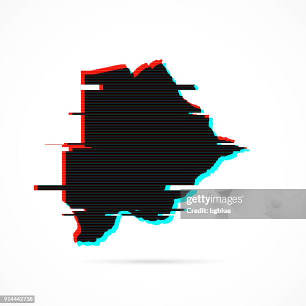 botswana map in distorted glitch style. modern trendy effect - botswana stock illustrations