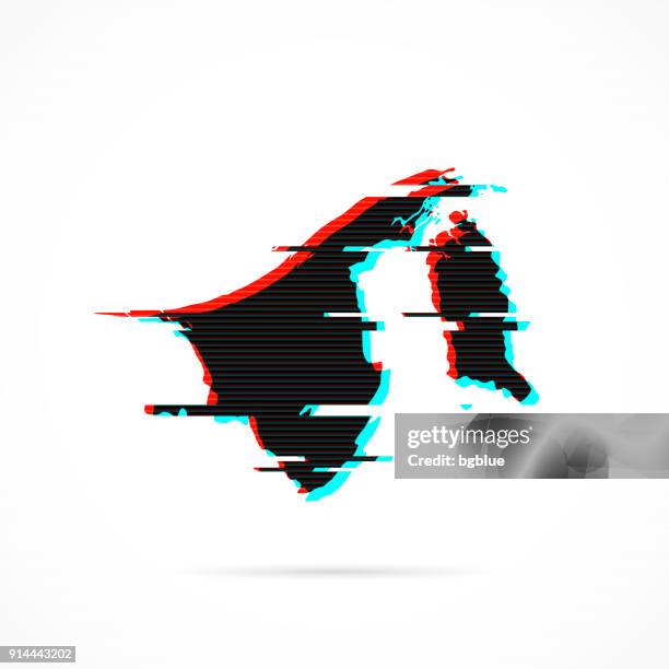 brunei map in distorted glitch style. modern trendy effect - static texture stock illustrations