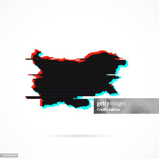 bulgaria map in distorted glitch style. modern trendy effect - sofia stock illustrations