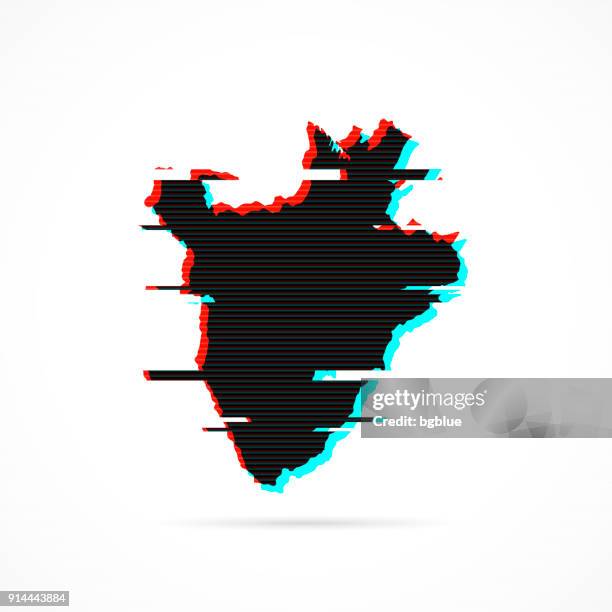 burundi map in distorted glitch style. modern trendy effect - black static stock illustrations