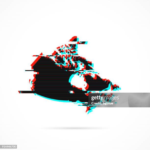 canada map in distorted glitch style. modern trendy effect - black static stock illustrations