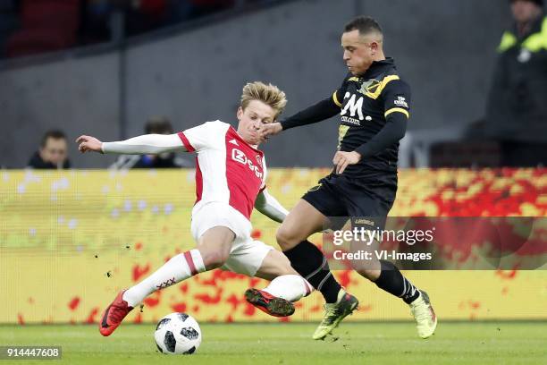 Frenkie de Jong of Ajax, Giovanni Korte of NAC Breda during the Dutch Eredivisie match between Ajax Amsterdam and NAC Breda at the Amsterdam Arena on...