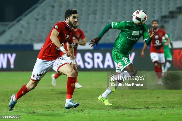 Ahly's Walid Azaro in Action with Al-Ittihad Player during the Egypt Primer League Fixtures 22 Match Between Al-Ahly and Al-ittihad, in Borg Al-arab...