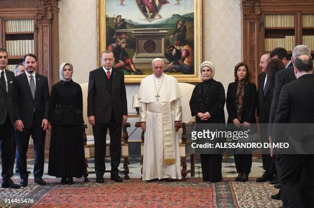 Turkey's President Recep Tayyip Erdogan , his wife Emine , Turkey's Energy and Natural Resources Minister Berat Albayrak , his wife Esra and Turkey's...