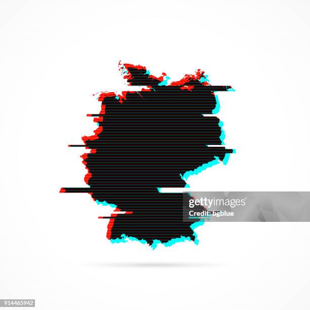 stockillustraties, clipart, cartoons en iconen met duitsland kaart in vervormde glitch stijl. moderne trendy effect - storing op televisie