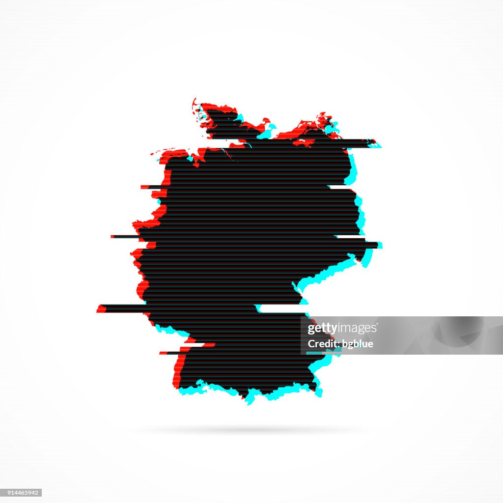 Germany Map In Distorted Glitch Style Modern Trendy Effect High-Res ...