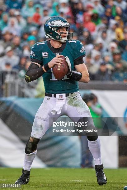 Philadelphia Eagles quarterback Carson Wentz throws the football during the NFL football game between the San Francisco 49ers and the Philadelphia...