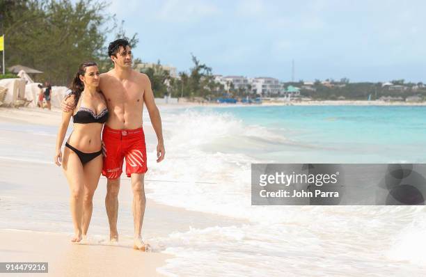 Carole Marini and Gilles Marini enjoy some vacation time with their family at Beaches Turks & Caicos Resort Villages & Spa on January 30, 2018 in...